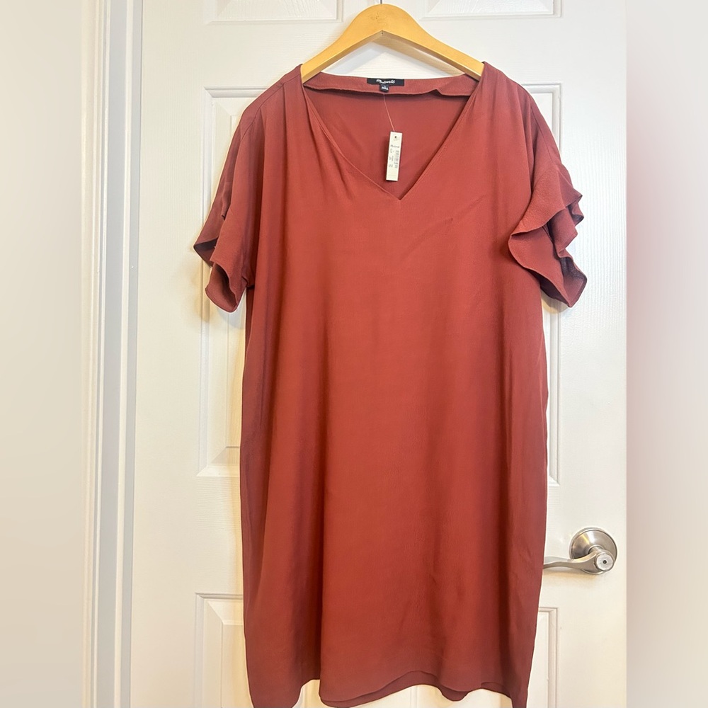 Madewell Terracotta V-Neck Dress